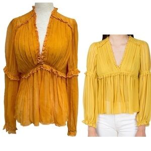 Ulla Johnson Chiffon Silk Top in Saffron Size 2